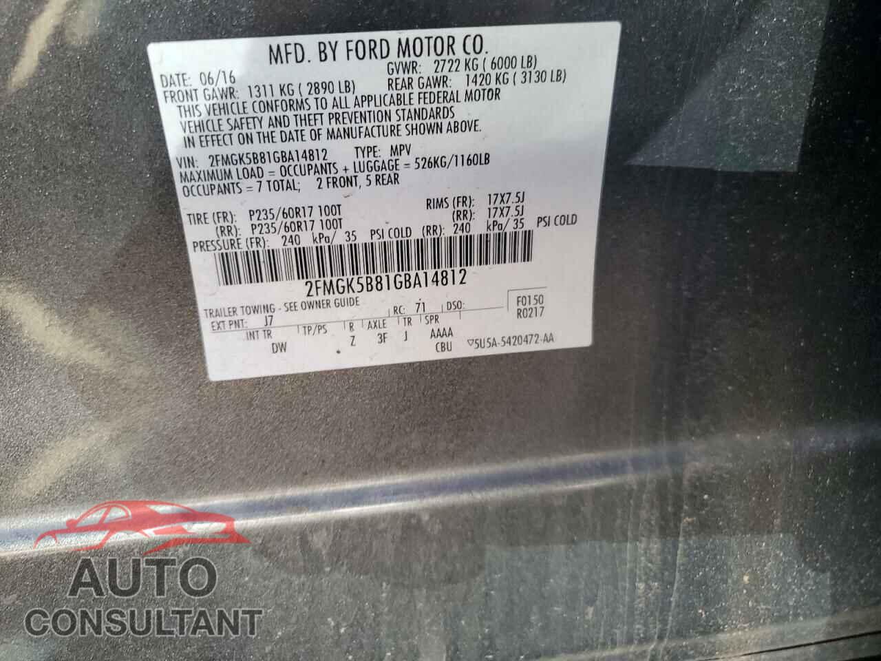 FORD FLEX 2016 - 2FMGK5B81GBA14812