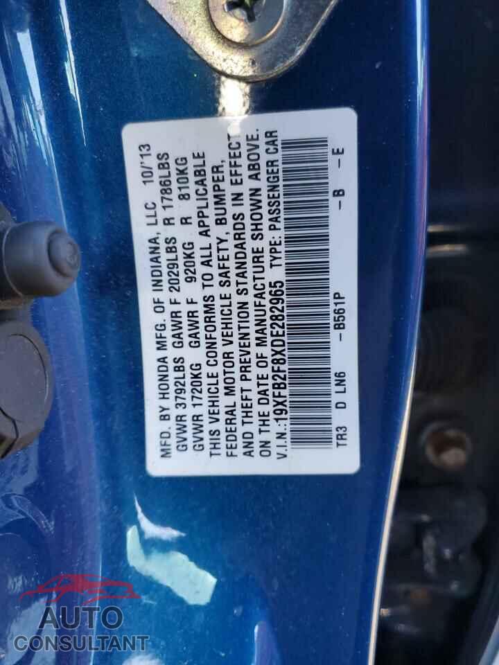 HONDA CIVIC 2013 - 19XFB2F8XDE282965