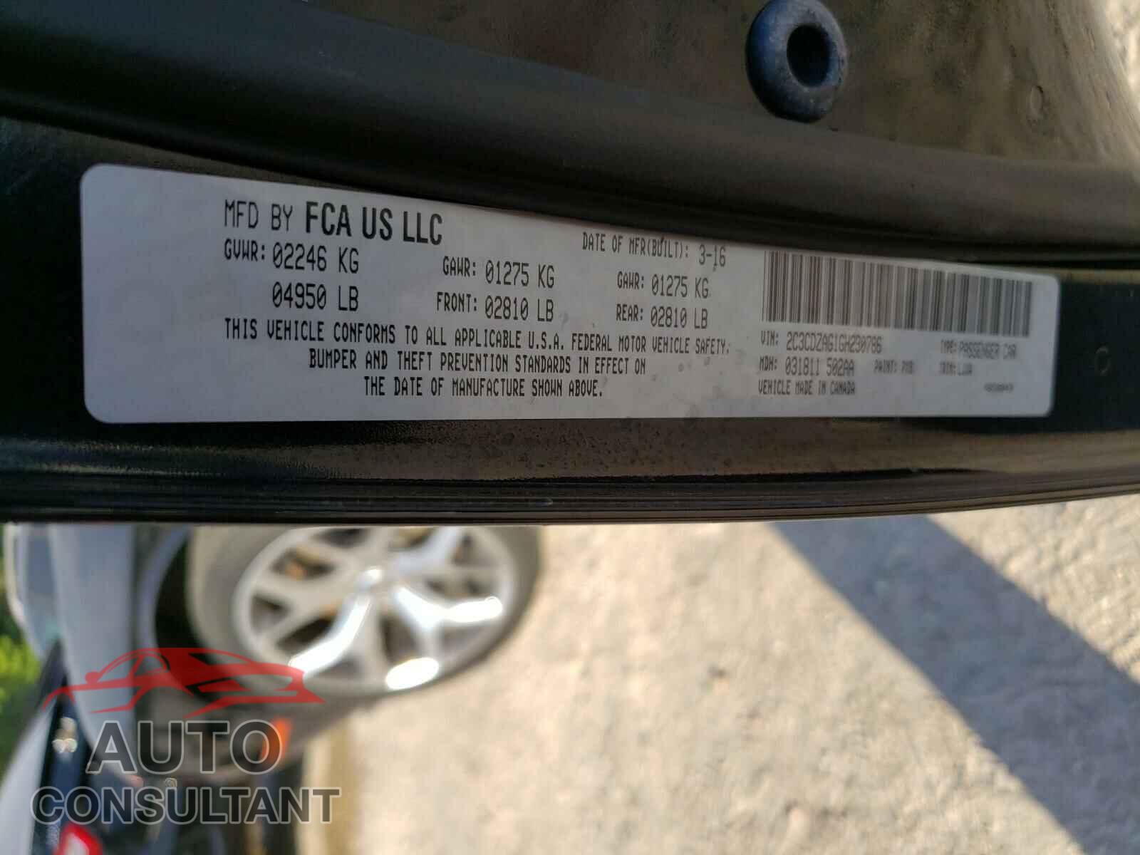 DODGE CHALLENGER 2016 - 2C3CDZAG1GH230786