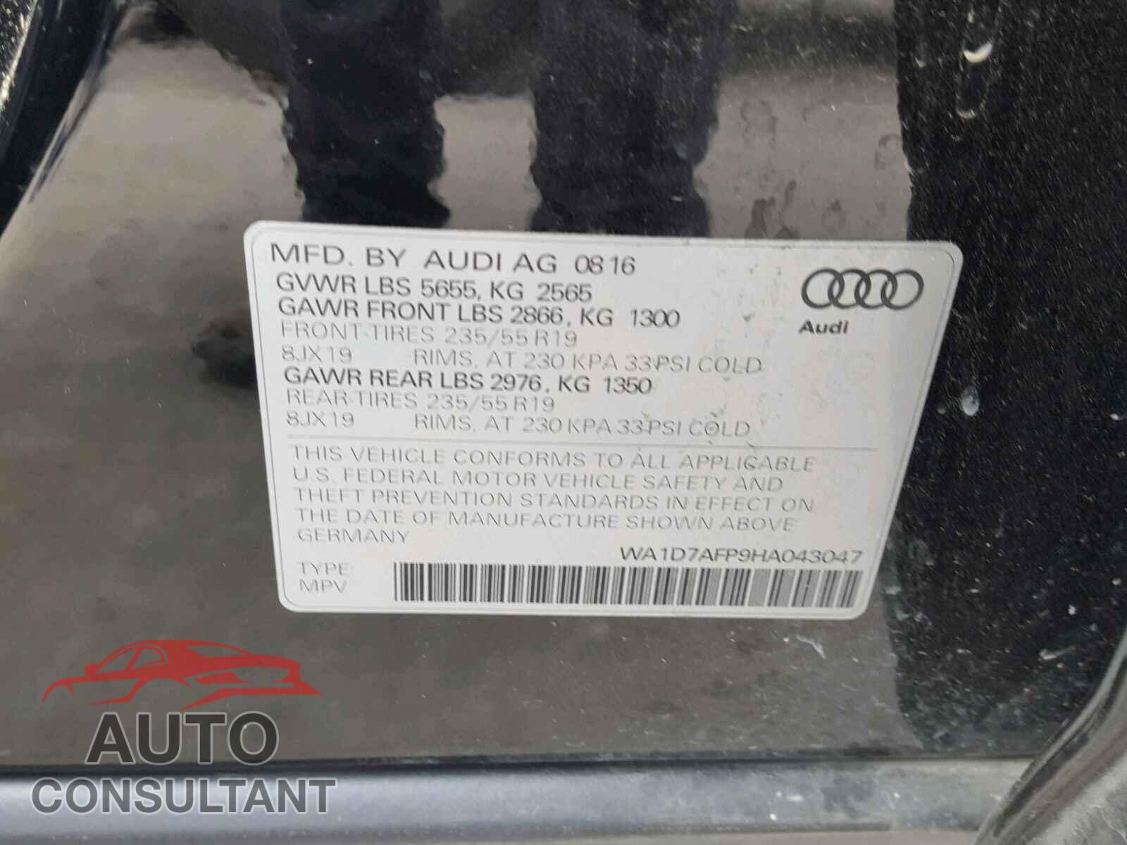 AUDI Q5 2017 - WA1D7AFP9HA043047