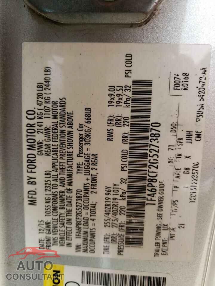FORD MUSTANG 2016 - 1FA6P8CF2G5273870