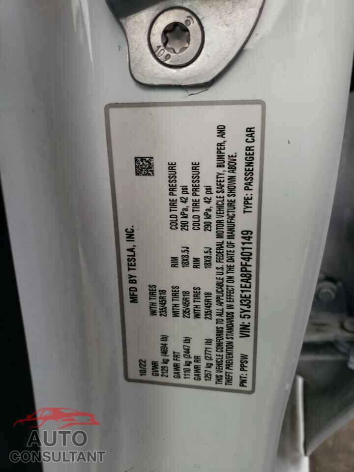 TESLA MODEL 3 2023 - 5YJ3E1EA8PF401149
