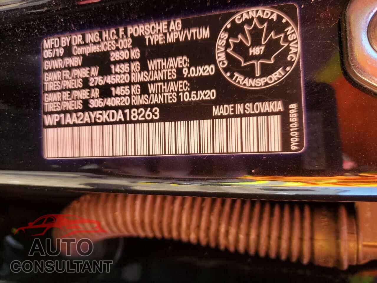PORSCHE CAYENNE 2019 - WP1AA2AY5KDA18263