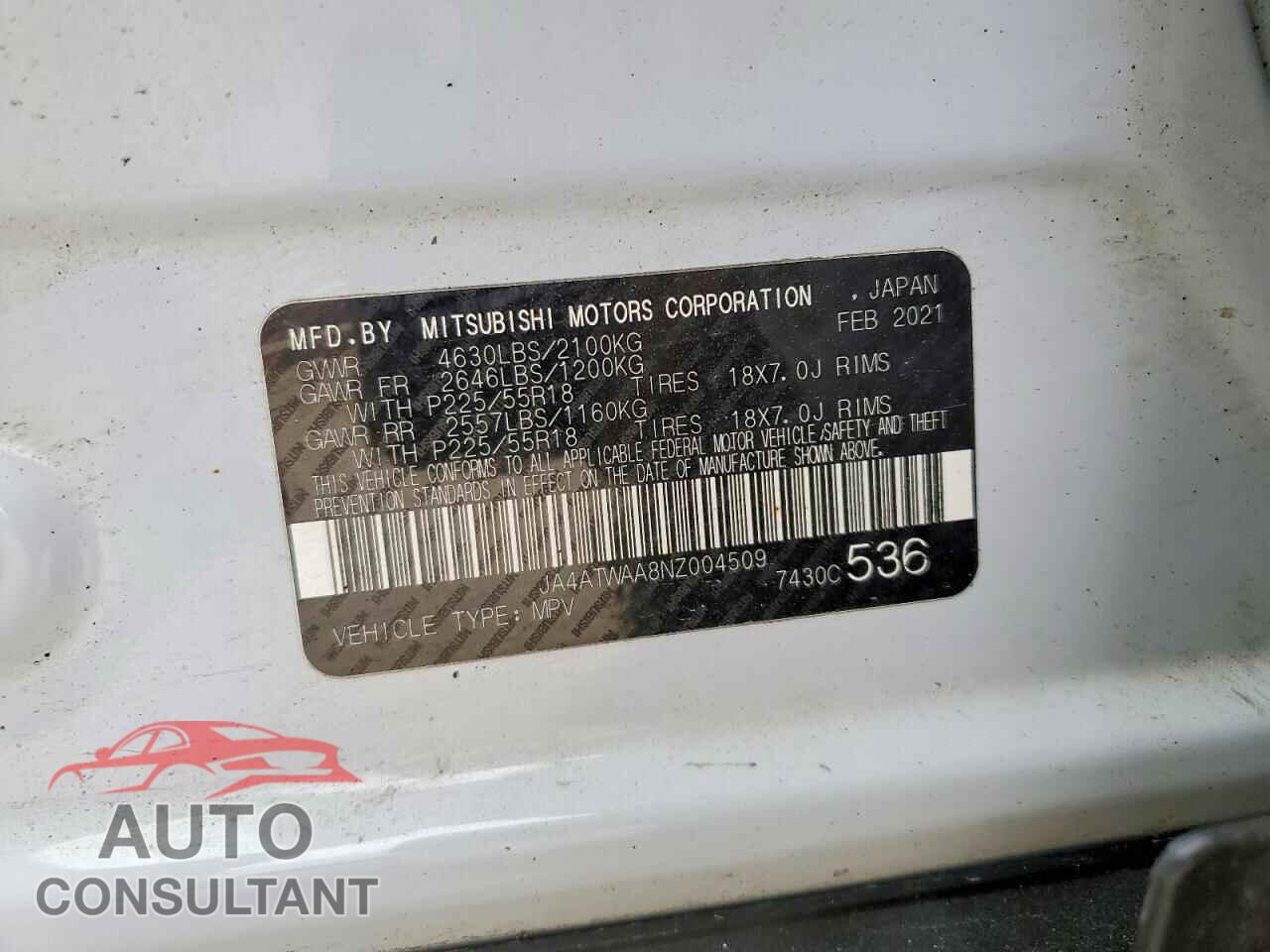 MITSUBISHI ECLIPSE 2022 - JA4ATWAA8NZ004509
