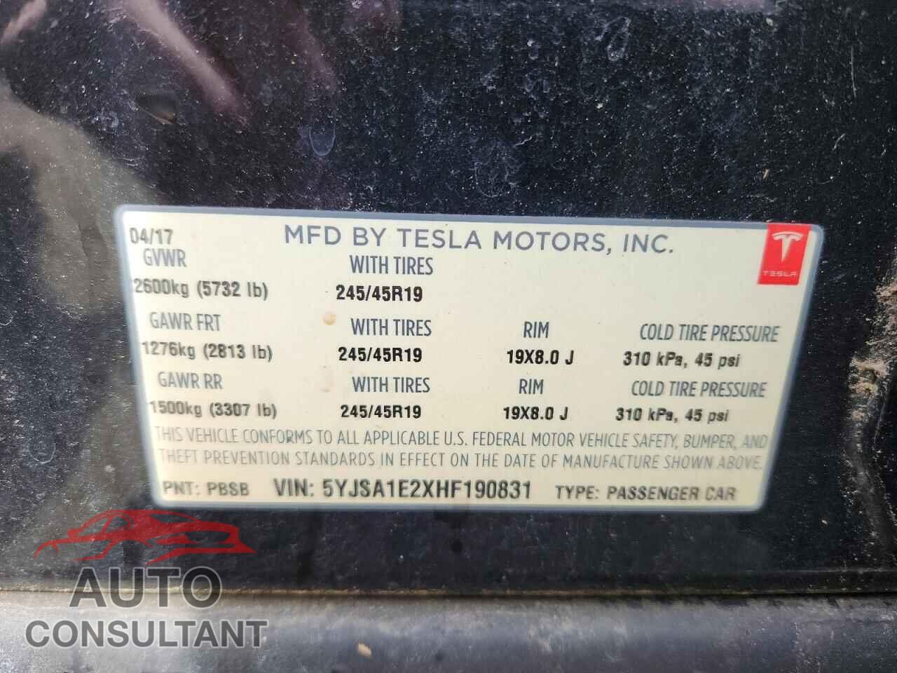 TESLA MODEL S 2017 - 5YJSA1E2XHF190831