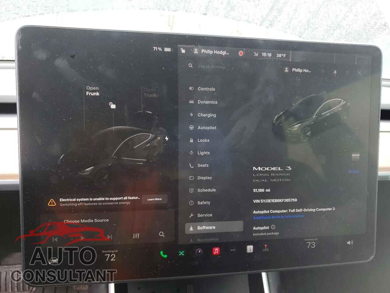 TESLA MODEL 3 2019 - 5YJ3E1EB6KF385759