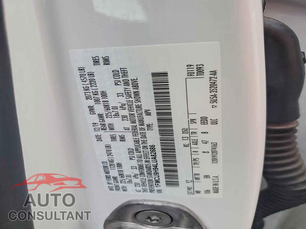 FORD ESCAPE 2020 - 1FMCU9H94LUA82686