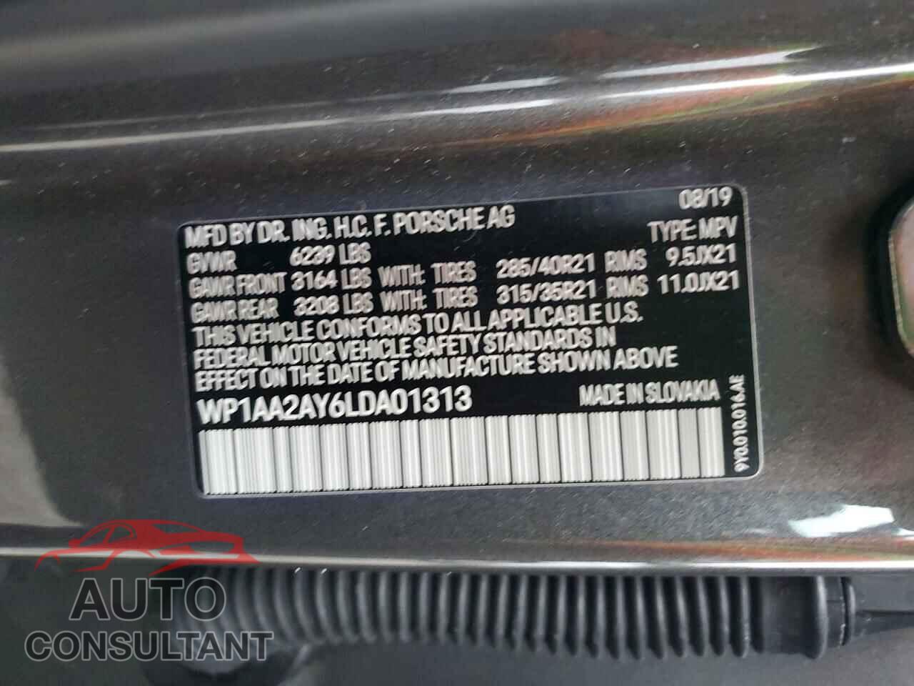 PORSCHE CAYENNE 2020 - WP1AA2AY6LDA01313