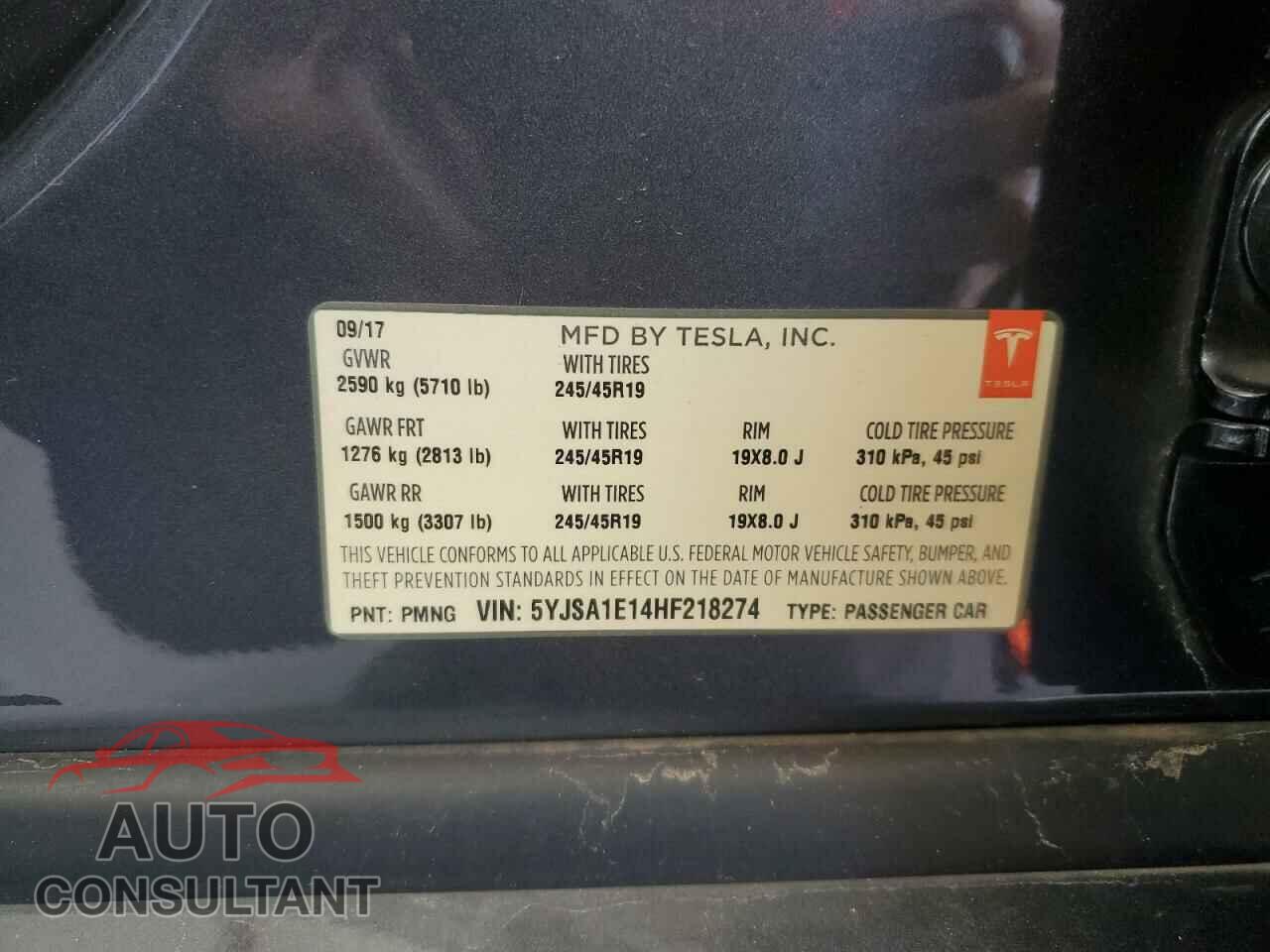 TESLA MODEL S 2017 - 5YJSA1E14HF218274