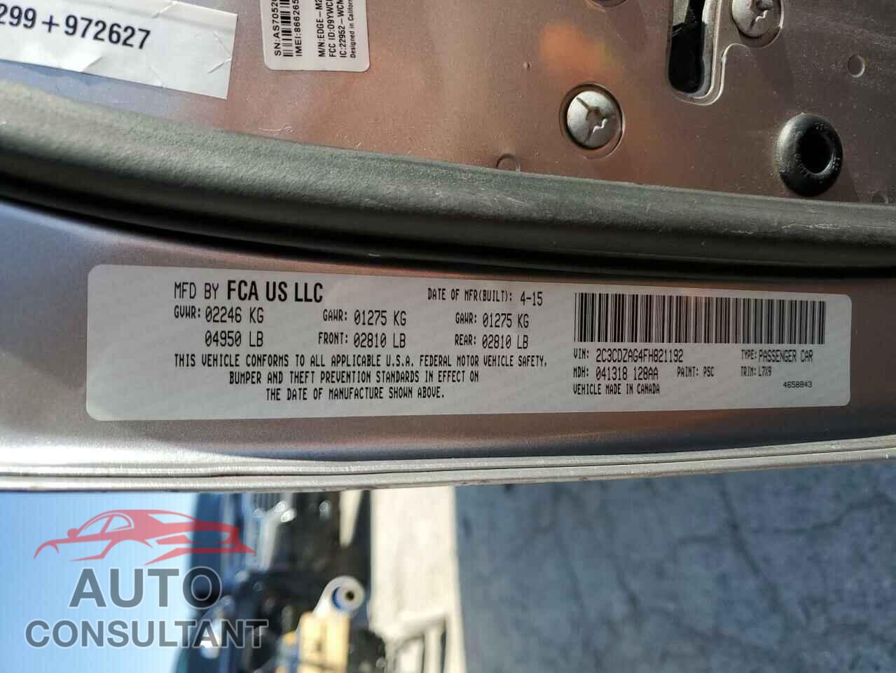 DODGE CHALLENGER 2015 - 2C3CDZAG4FH821192
