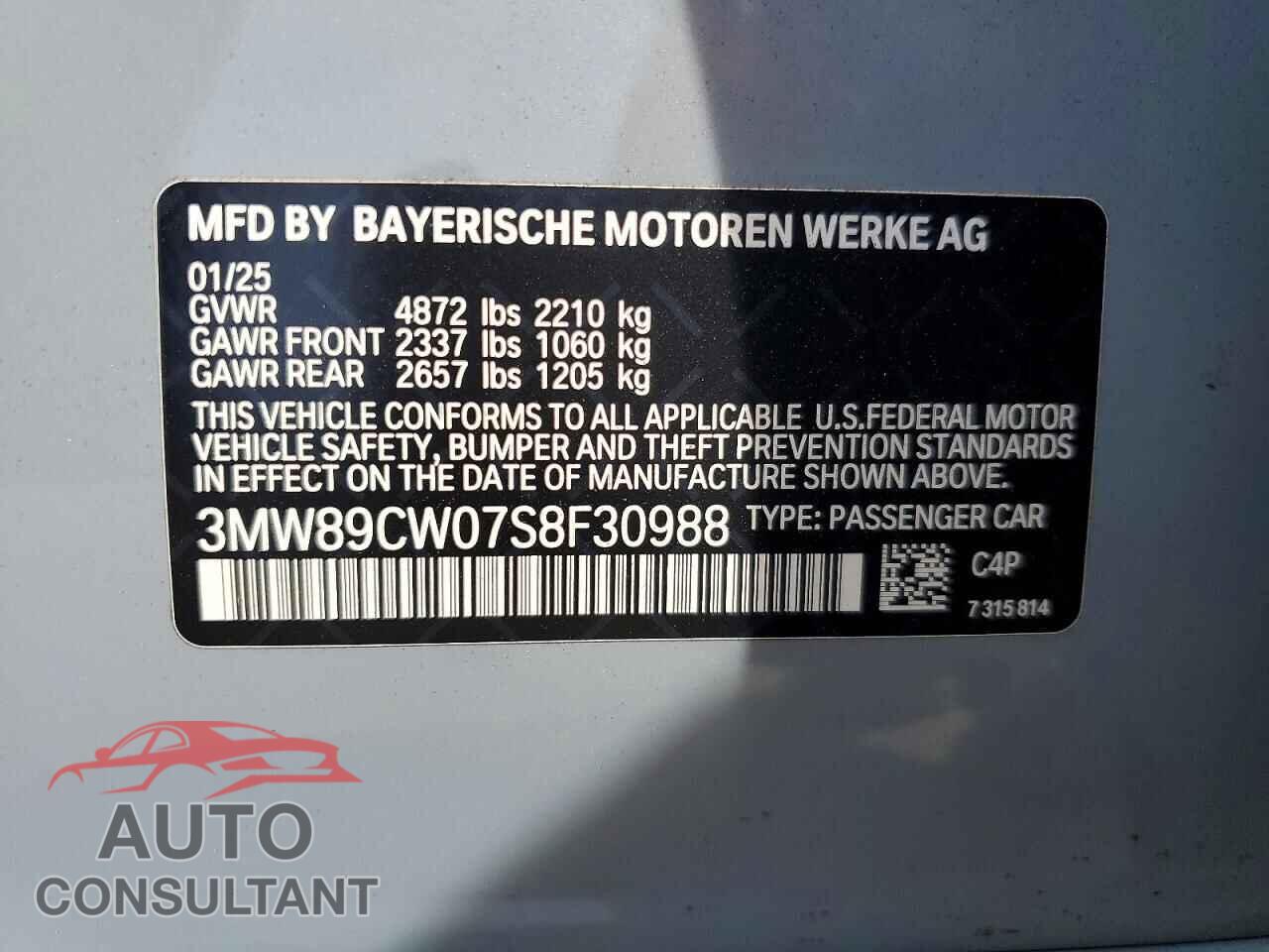 BMW 3 SERIES 2025 - 3MW89CW07S8F30988