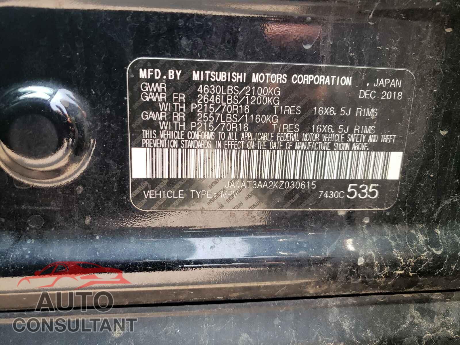 MITSUBISHI ECLIPSE 2019 - JA4AT3AA2KZ030615