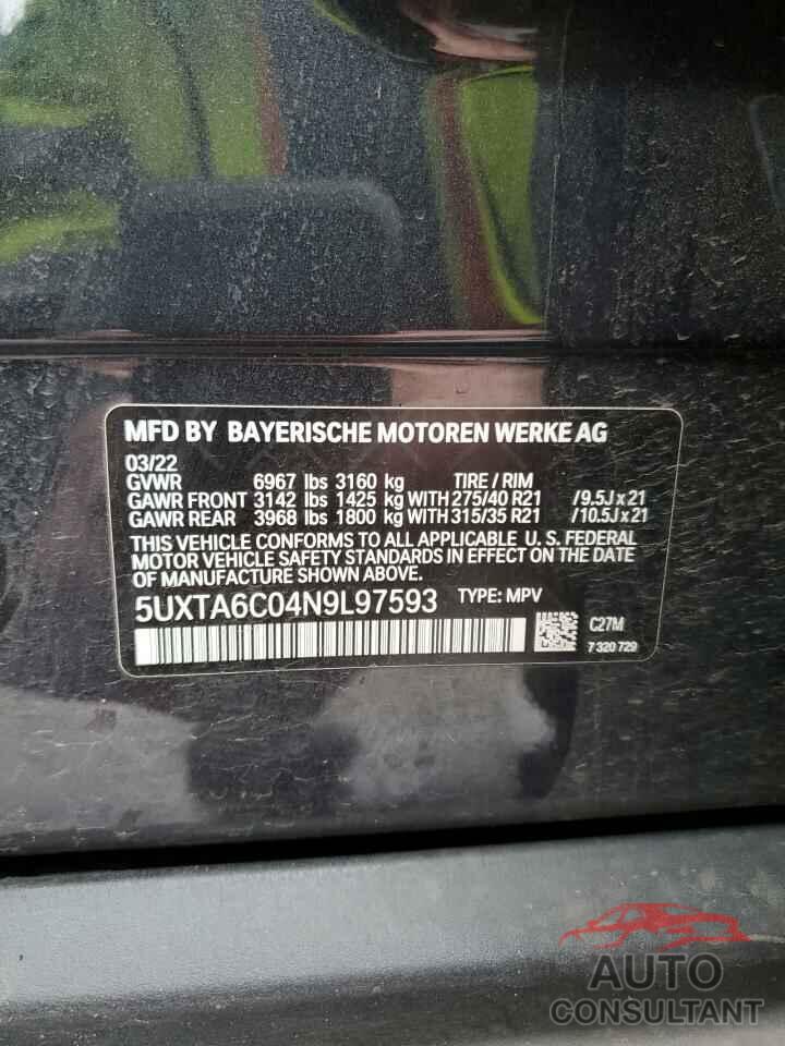 BMW X5 2022 - 5UXTA6C04N9L97593