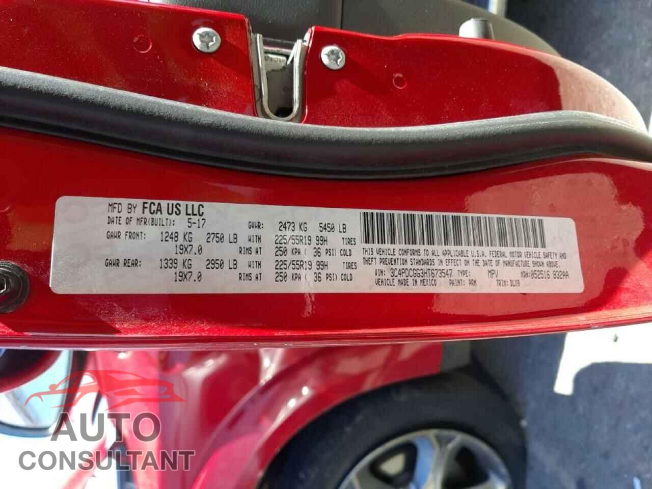 DODGE JOURNEY 2017 - 3C4PDCGG3HT673547