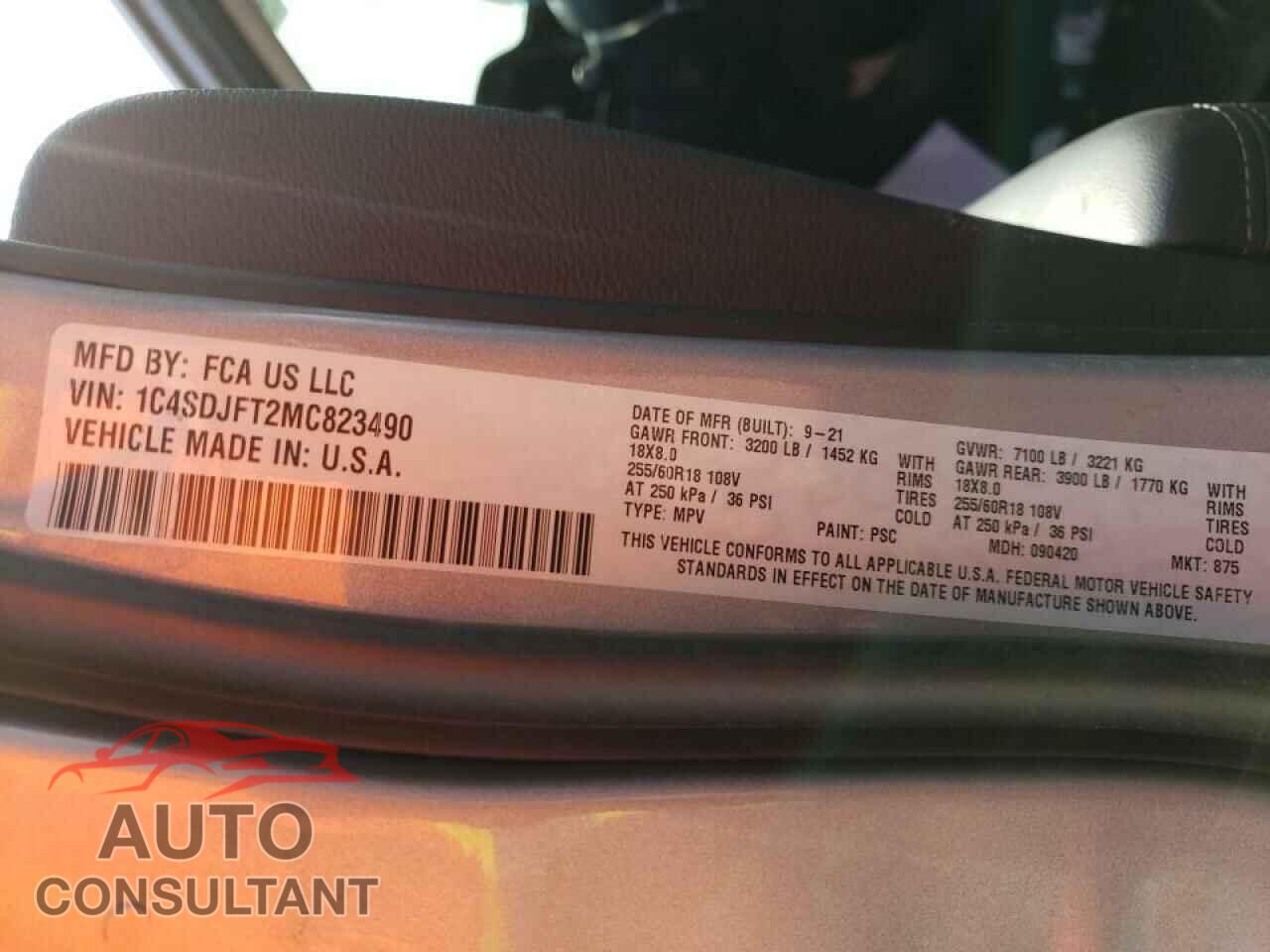 DODGE DURANGO 2021 - 1C4SDJFT2MC823490