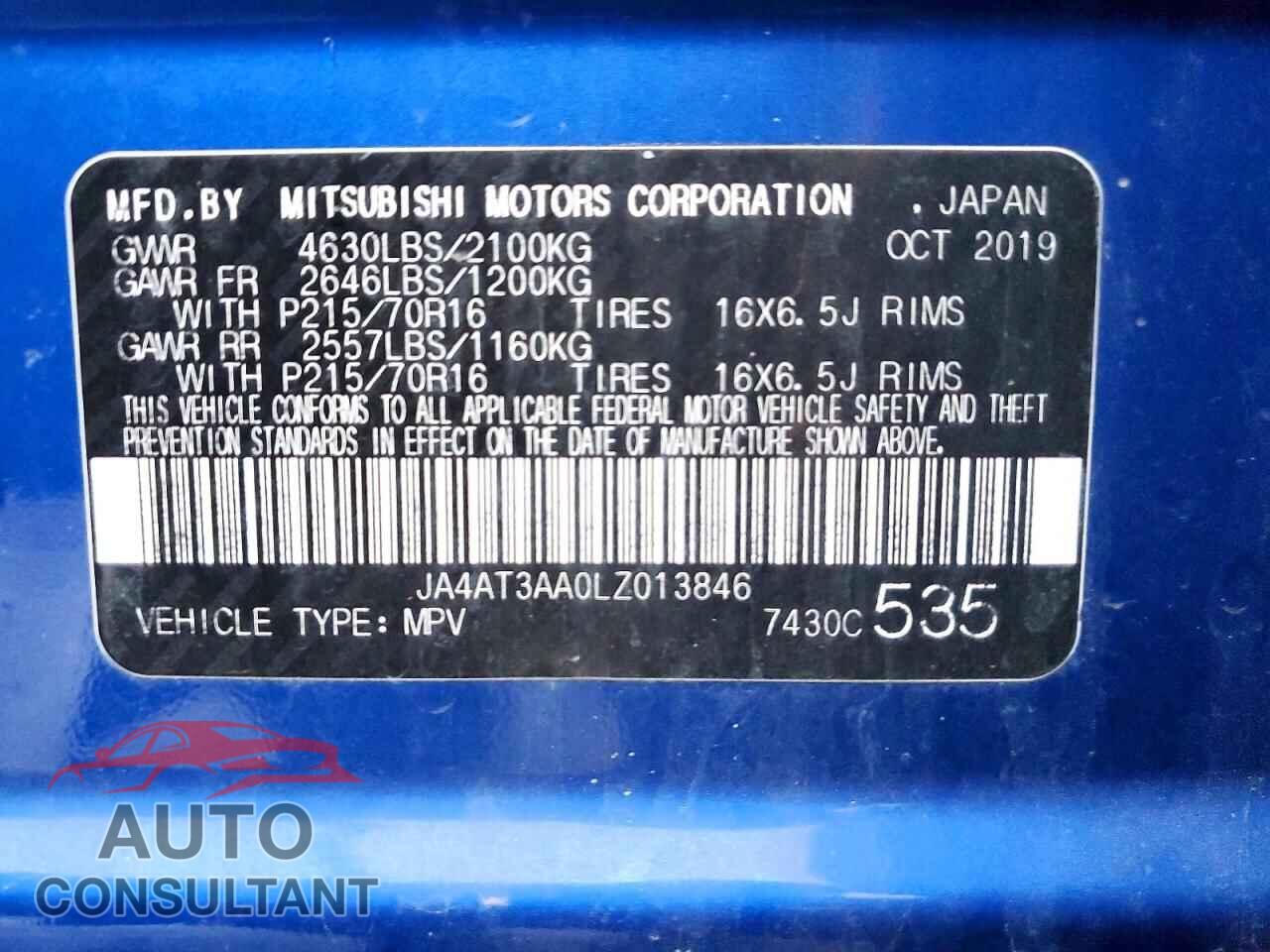 MITSUBISHI ECLIPSE 2020 - JA4AT3AA0LZ013846