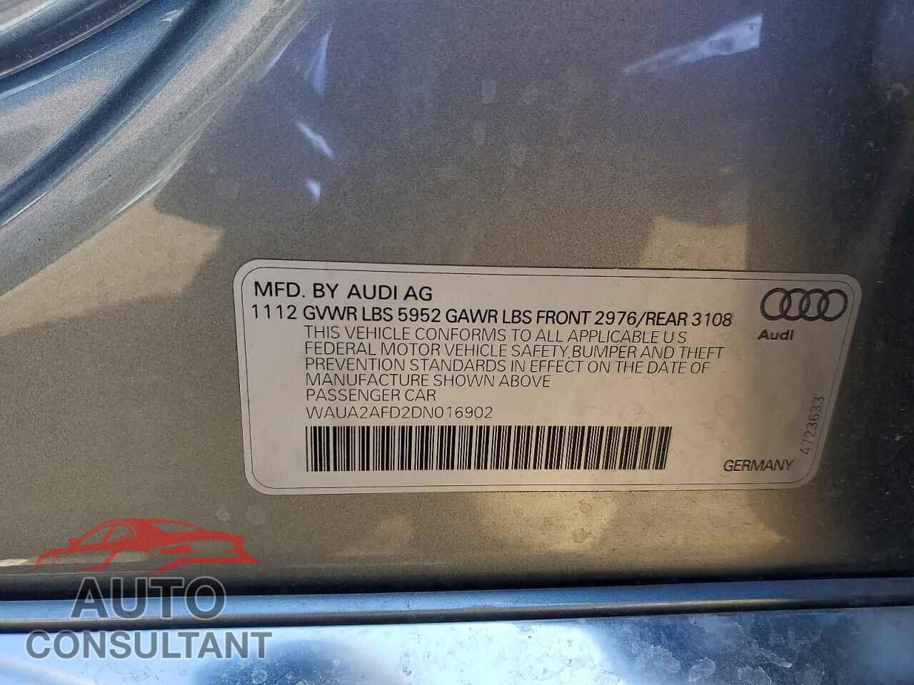 AUDI A8 2013 - WAUA2AFD2DN016902