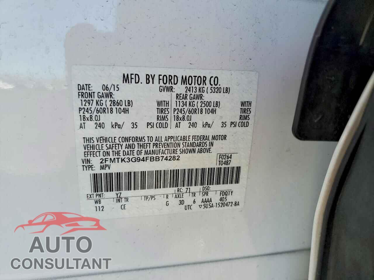 FORD EDGE 2015 - 2FMTK3G94FBB74282