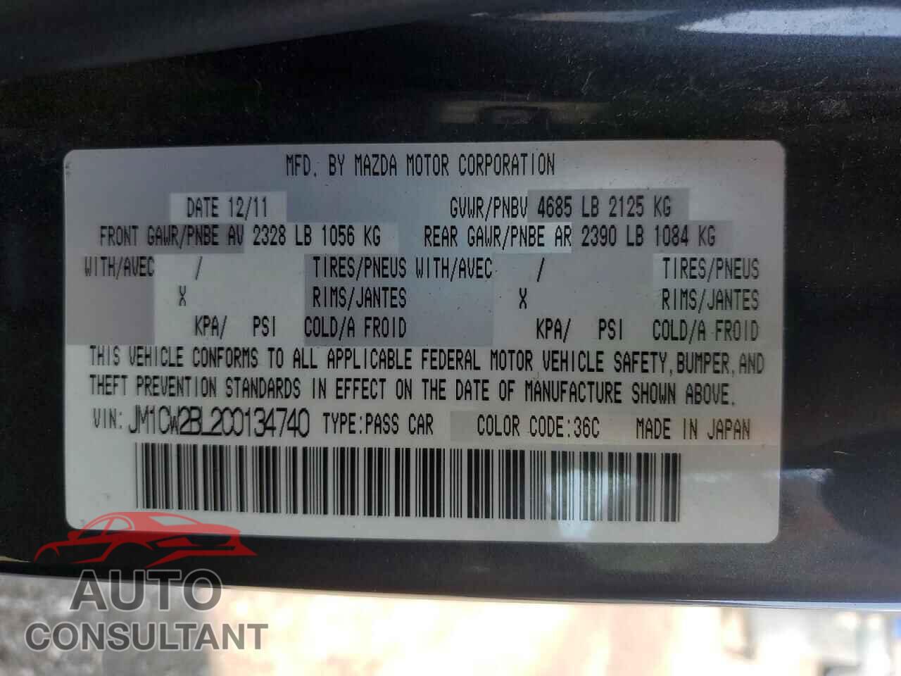 MAZDA 5 2012 - JM1CW2BL2C0134740