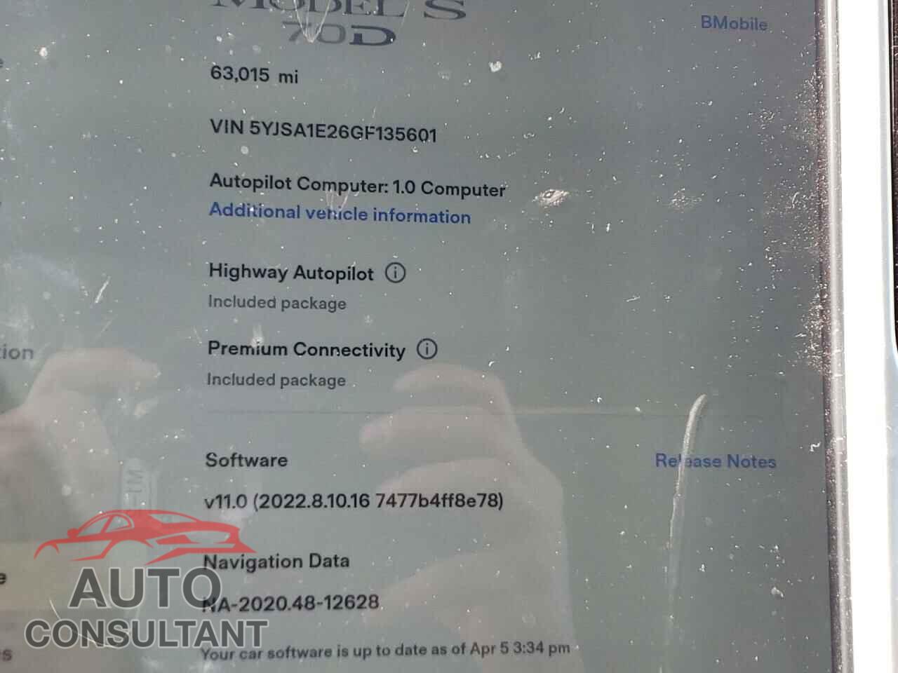 TESLA MODEL S 2016 - 5YJSA1E26GF135601