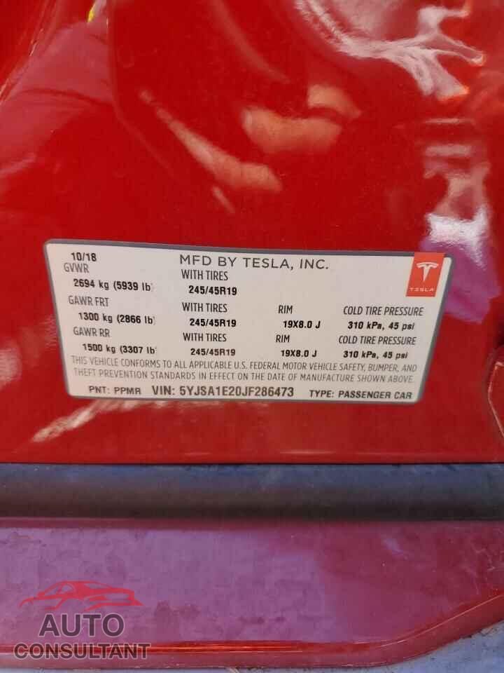 TESLA MODEL S 2018 - 5YJSA1E20JF286473