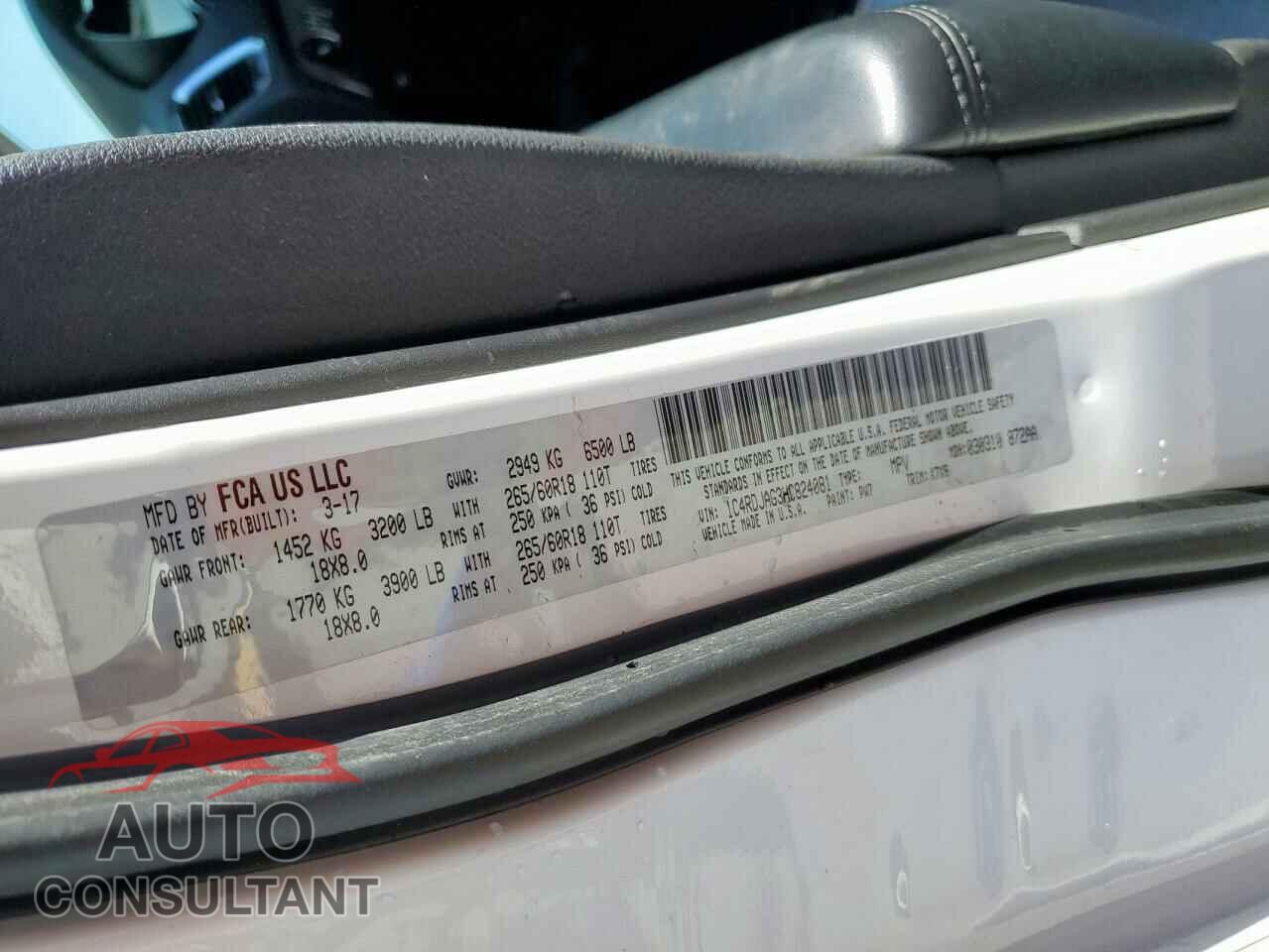 DODGE DURANGO 2017 - 1C4RDJAG3HC824081