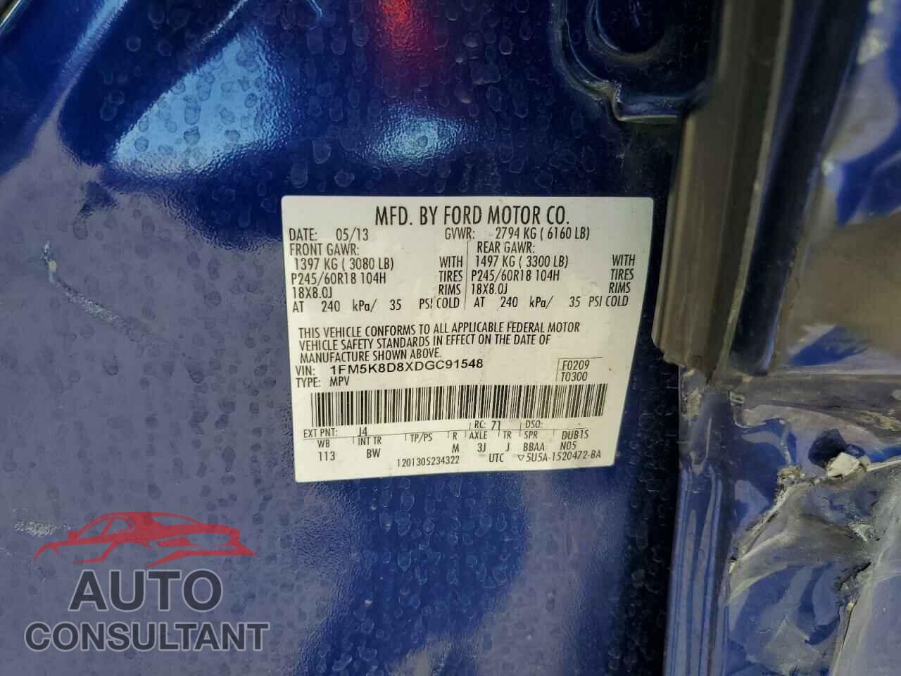 FORD EXPLORER 2013 - 1FM5K8D8XDGC91548