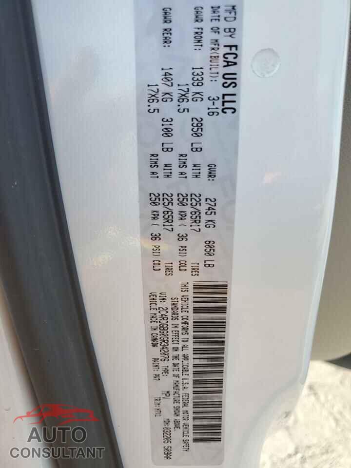 DODGE CARAVAN 2016 - 2C4RDGBG0GR342076
