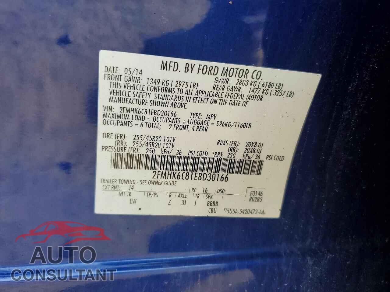 FORD FLEX 2014 - 2FMHK6C81EBD30166