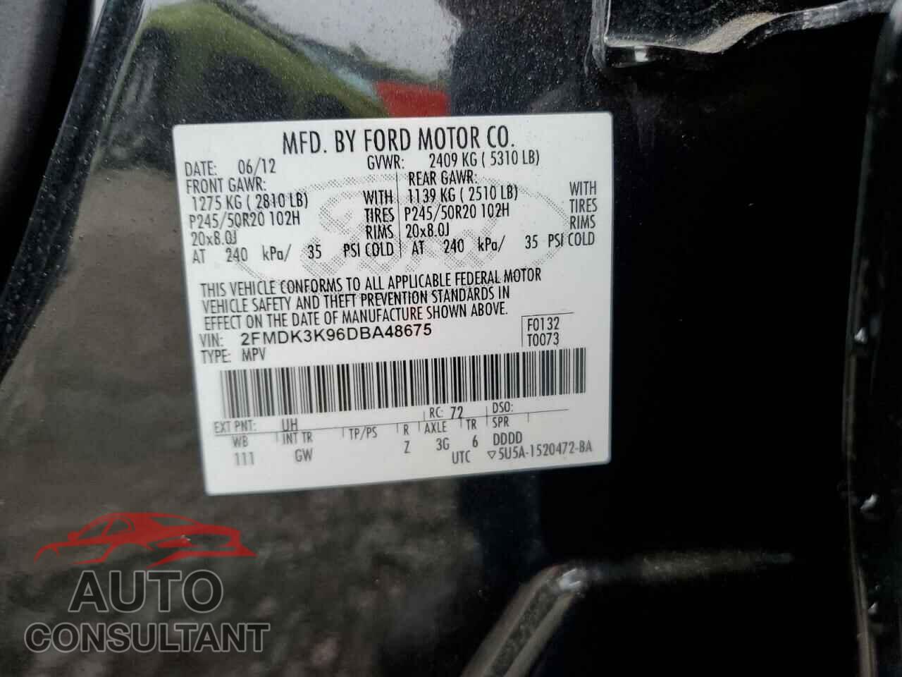 FORD EDGE 2013 - 2FMDK3K96DBA48675