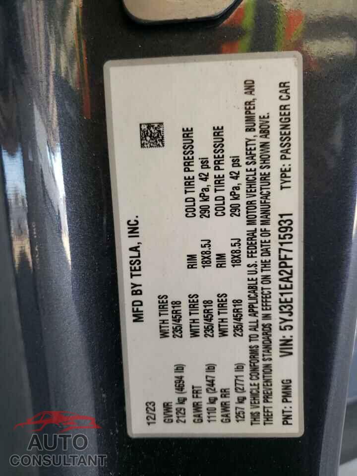 TESLA MODEL 3 2023 - 5YJ3E1EA2PF715931