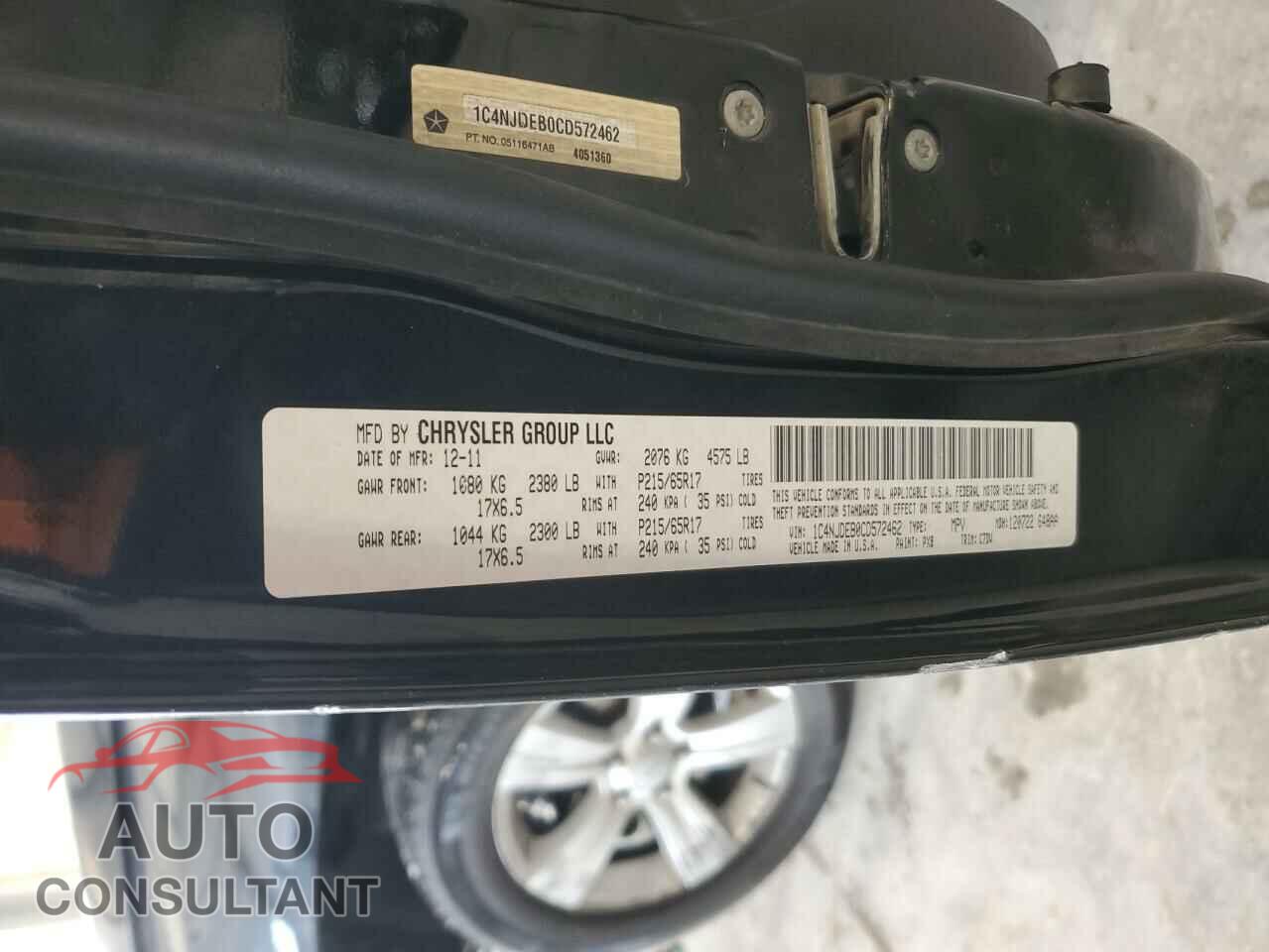 JEEP COMPASS 2012 - 1C4NJDEB0CD572462