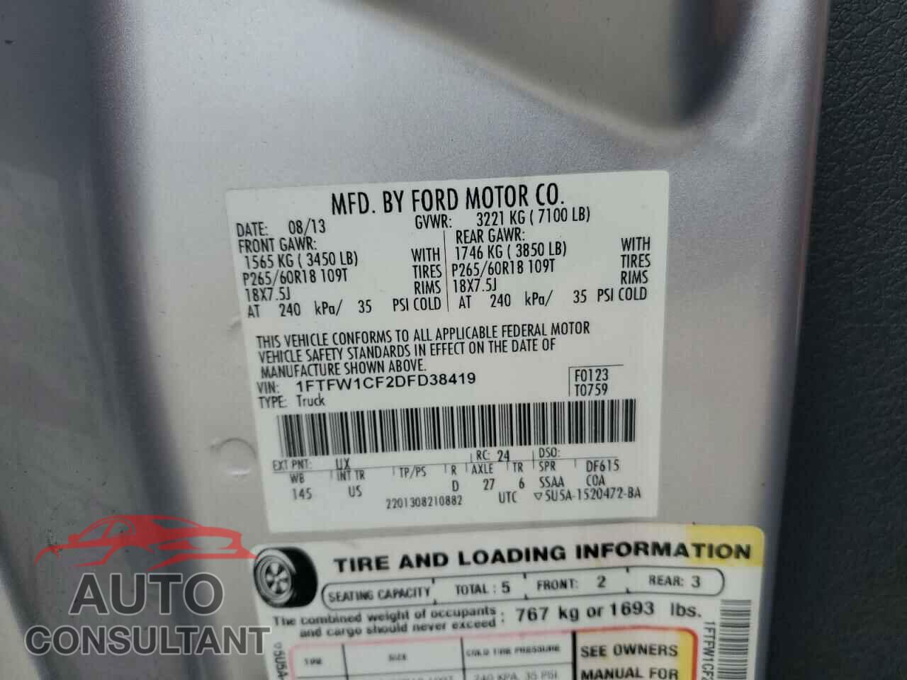 FORD F-150 2013 - 1FTFW1CF2DFD38419