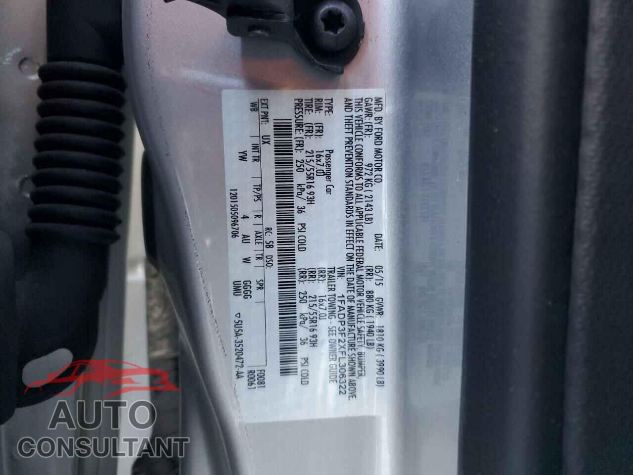 FORD FOCUS 2015 - 1FADP3F2XFL306322