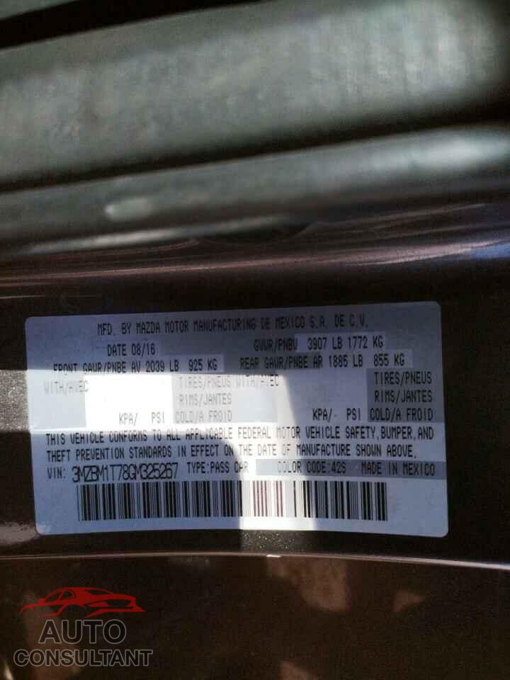 MAZDA 3 2016 - 3MZBM1T78GM325267