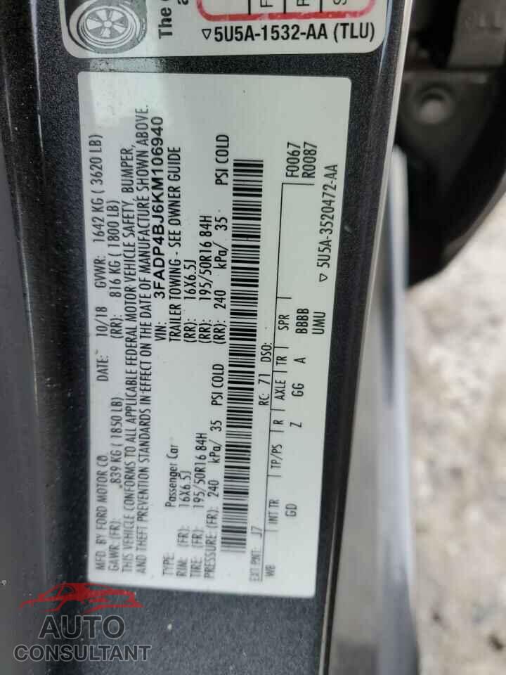 FORD FIESTA 2019 - 3FADP4BJ6KM106940