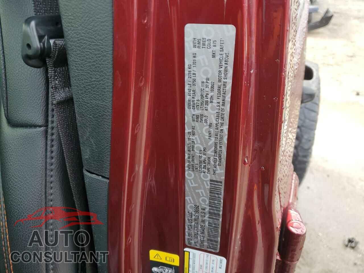 JEEP GLADIATOR 2021 - 1C6JJTEGXML519092