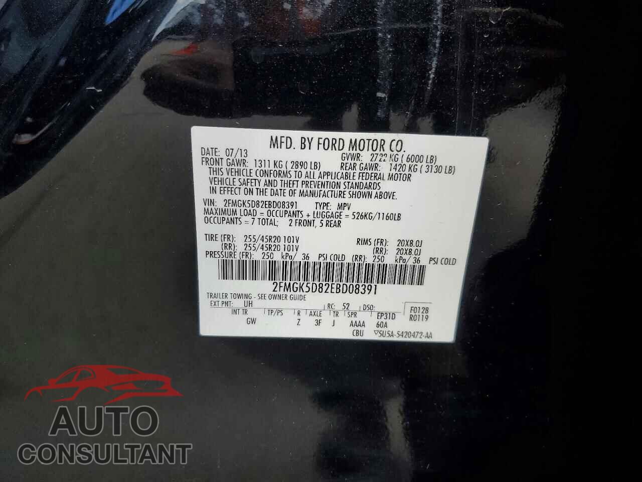 FORD FLEX 2014 - 2FMGK5D82EBD08391