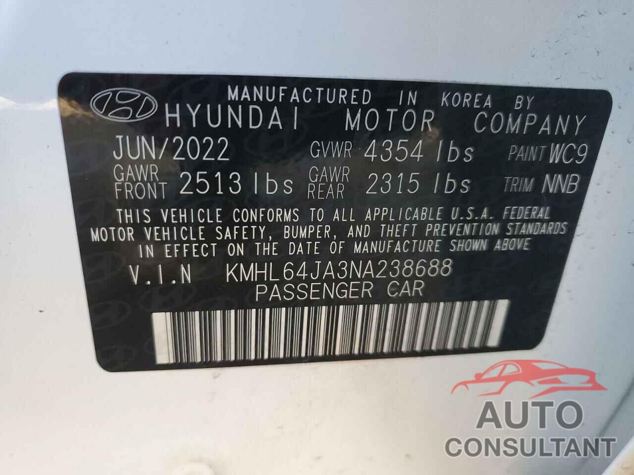 HYUNDAI SONATA 2022 - KMHL64JA3NA238688