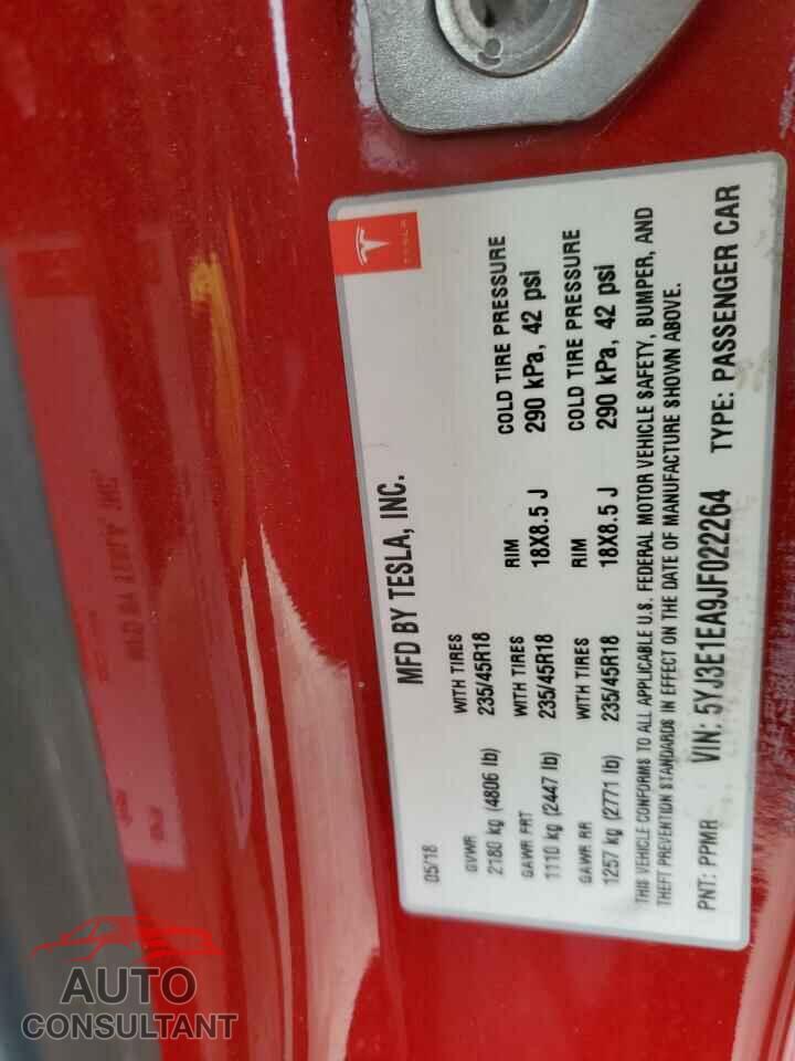 TESLA MODEL 3 2018 - 5YJ3E1EA9JF022264