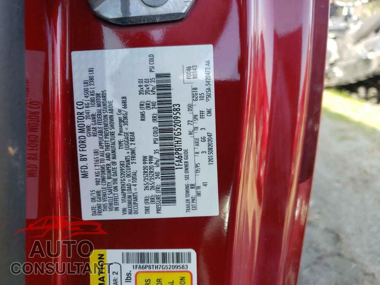 FORD MUSTANG 2016 - 1FA6P8TH7G5209583