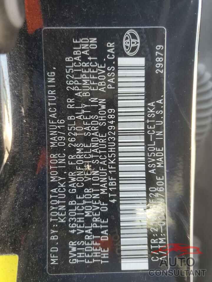 TOYOTA CAMRY 2017 - 4T1BF1FK5HU329489