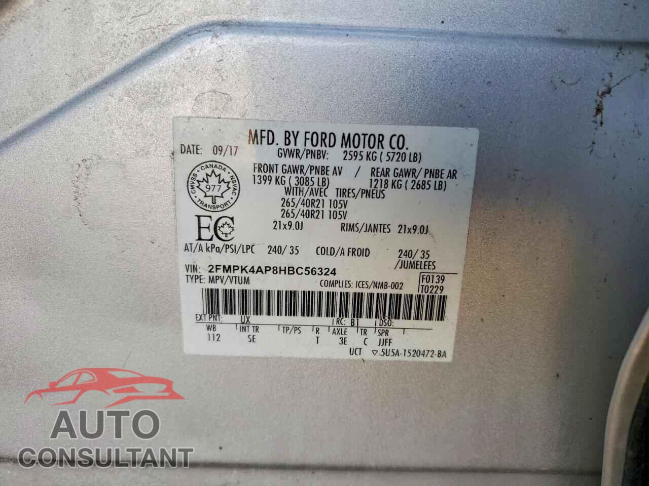 FORD EDGE 2017 - 2FMPK4AP8HBC56324