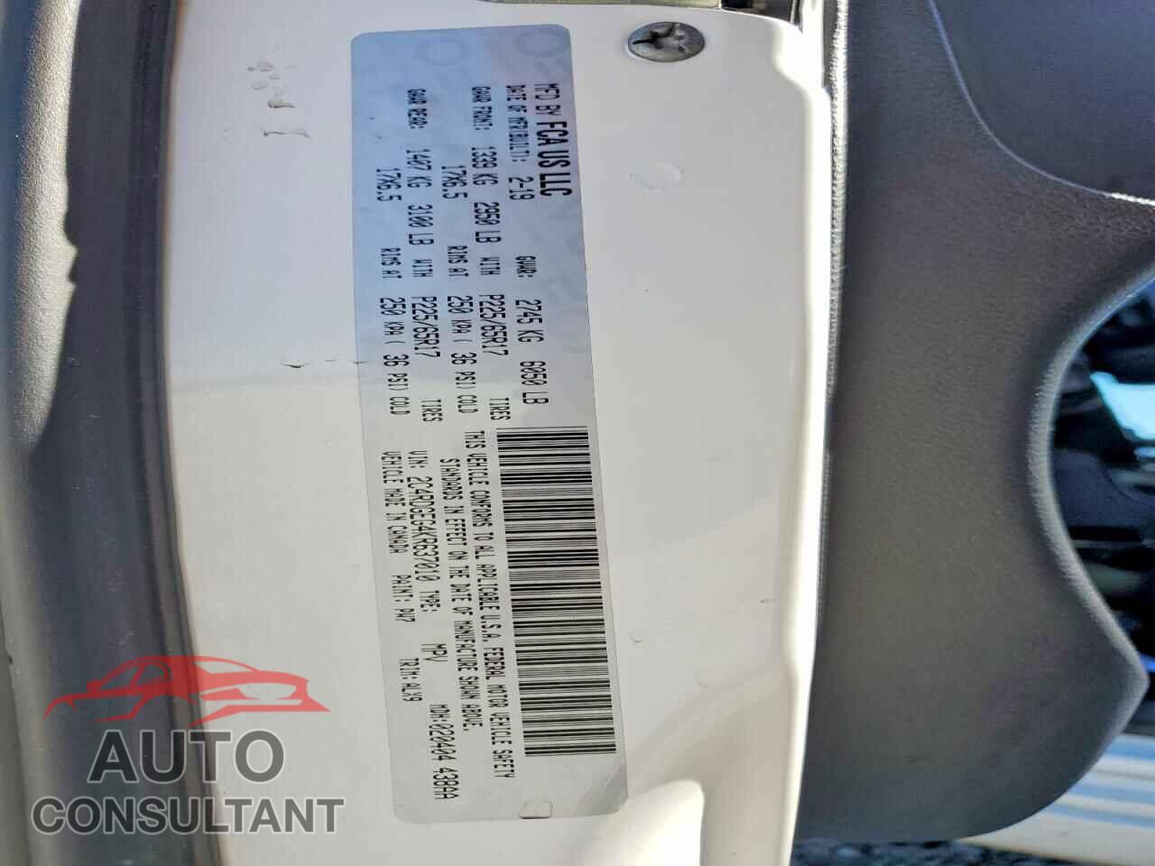 DODGE CARAVAN 2019 - 2C4RDGEG4KR637010