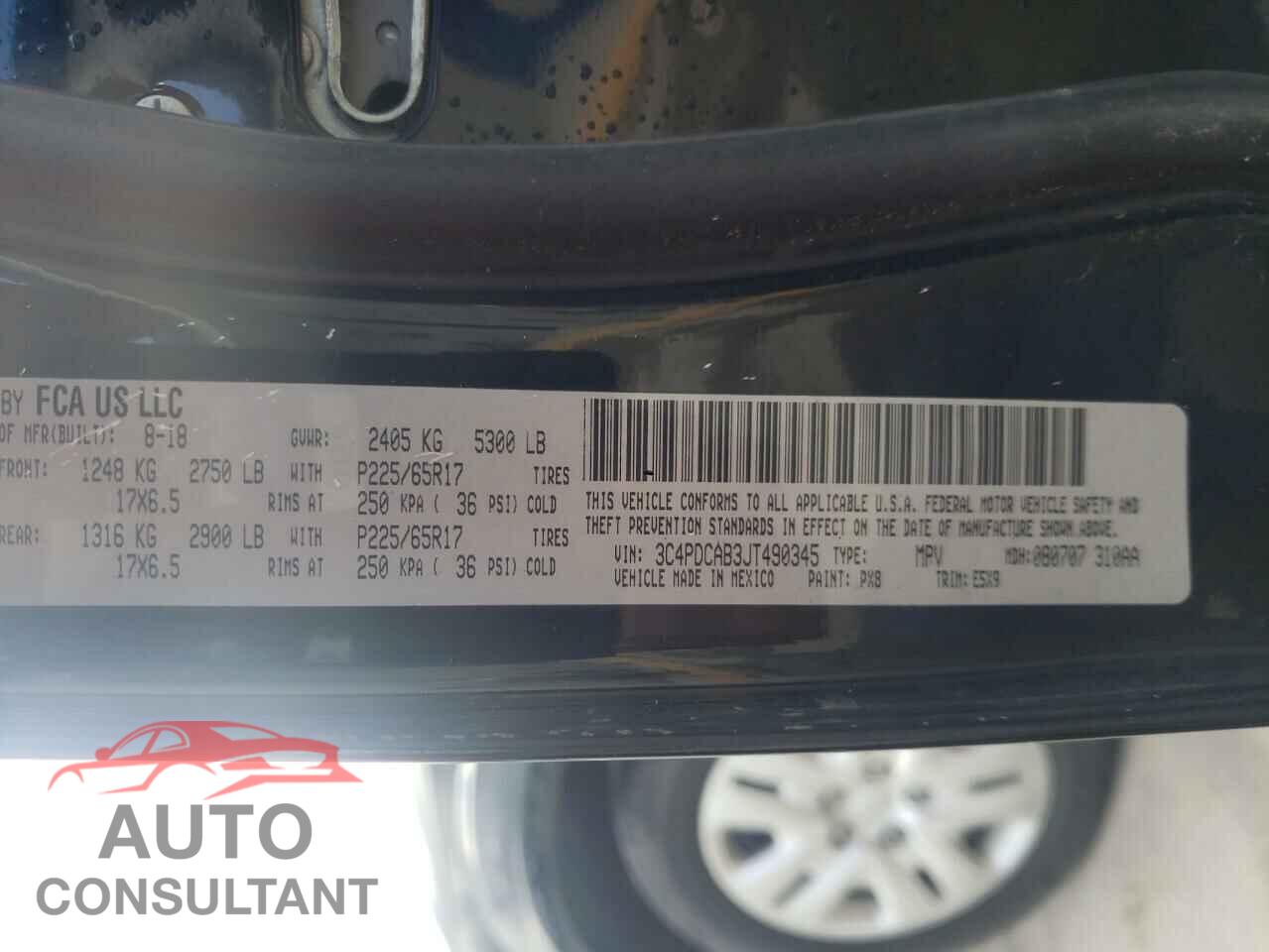 DODGE JOURNEY 2018 - 3C4PDCAB3JT490345