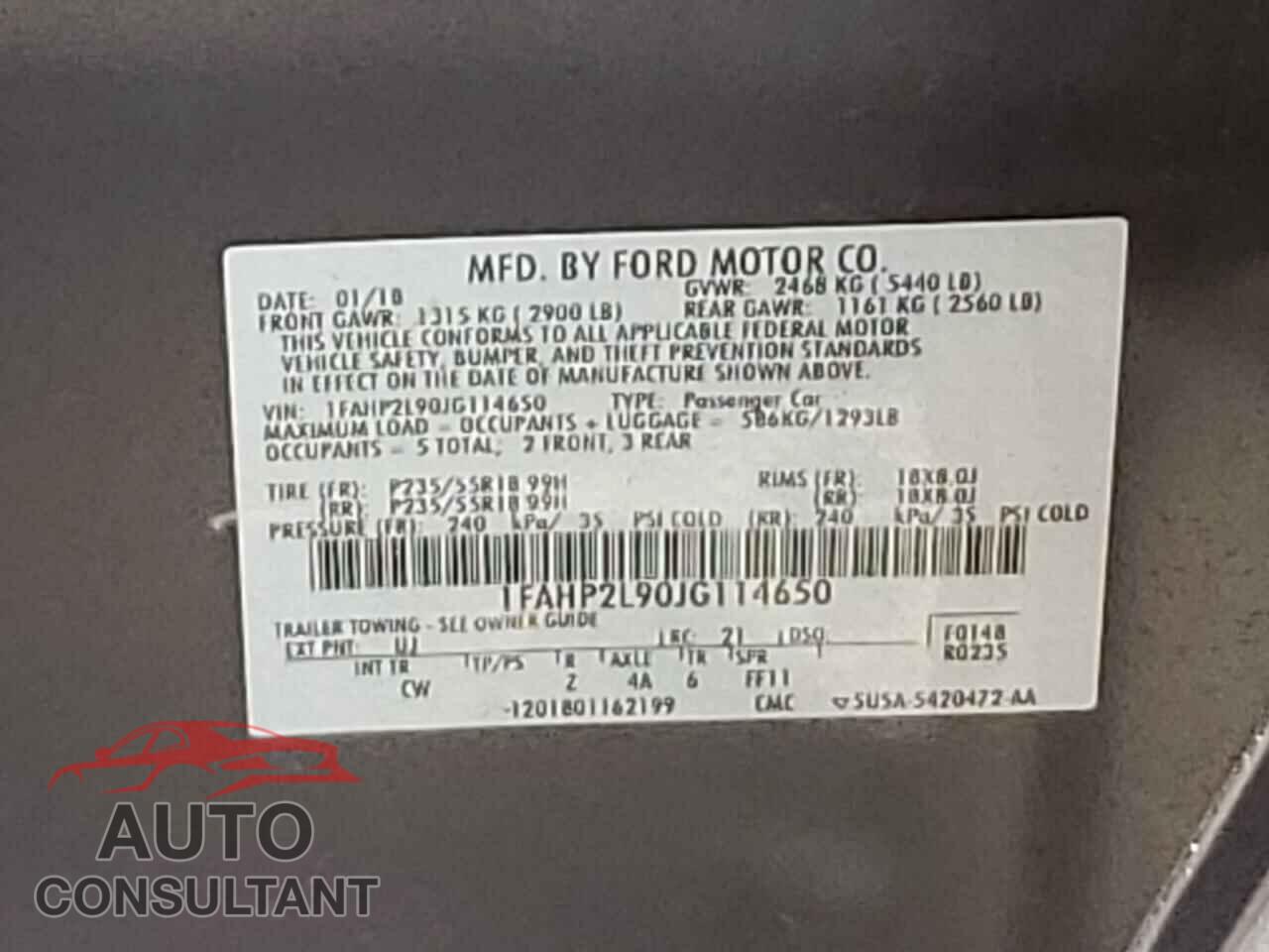 FORD TAURUS 2018 - 1FAHP2L90JG114650