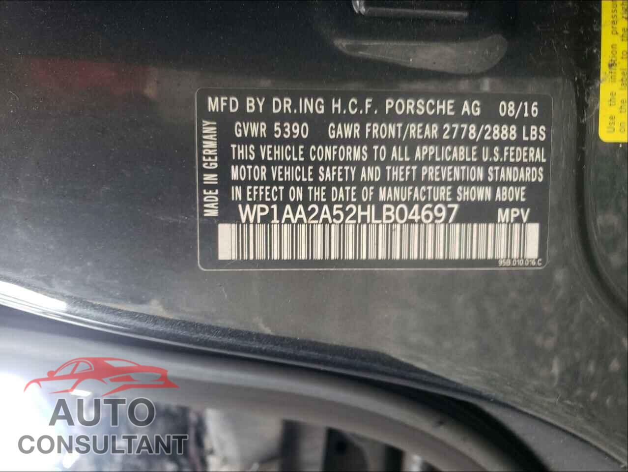 PORSCHE MACAN 2017 - WP1AA2A52HLB04697