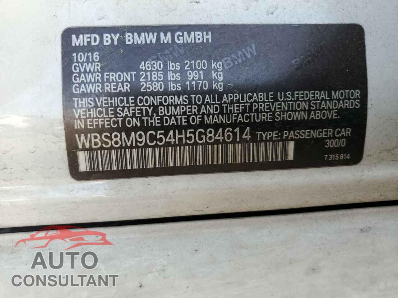 BMW M3 2017 - WBS8M9C54H5G84614