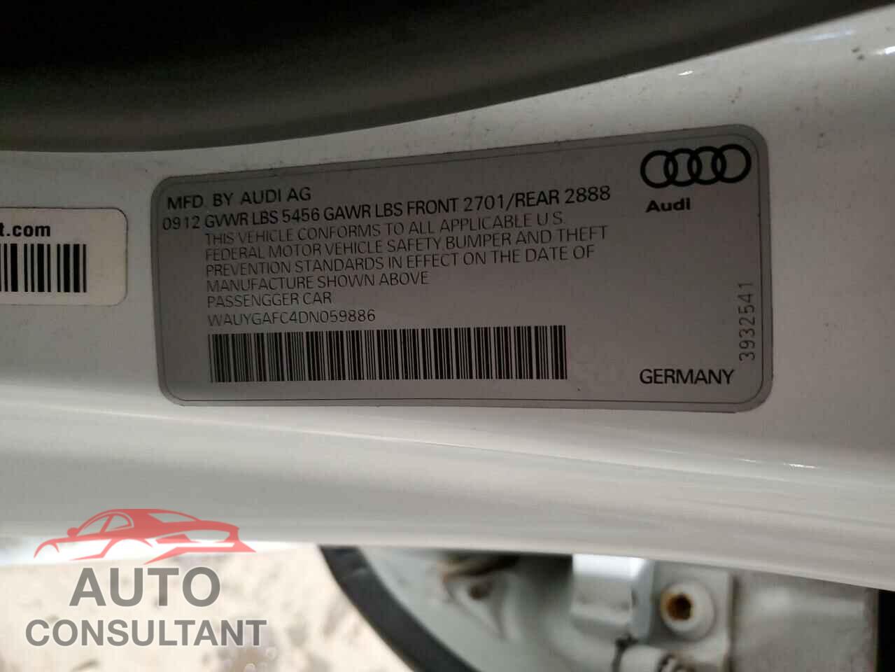AUDI A7 2013 - WAUYGAFC4DN059886