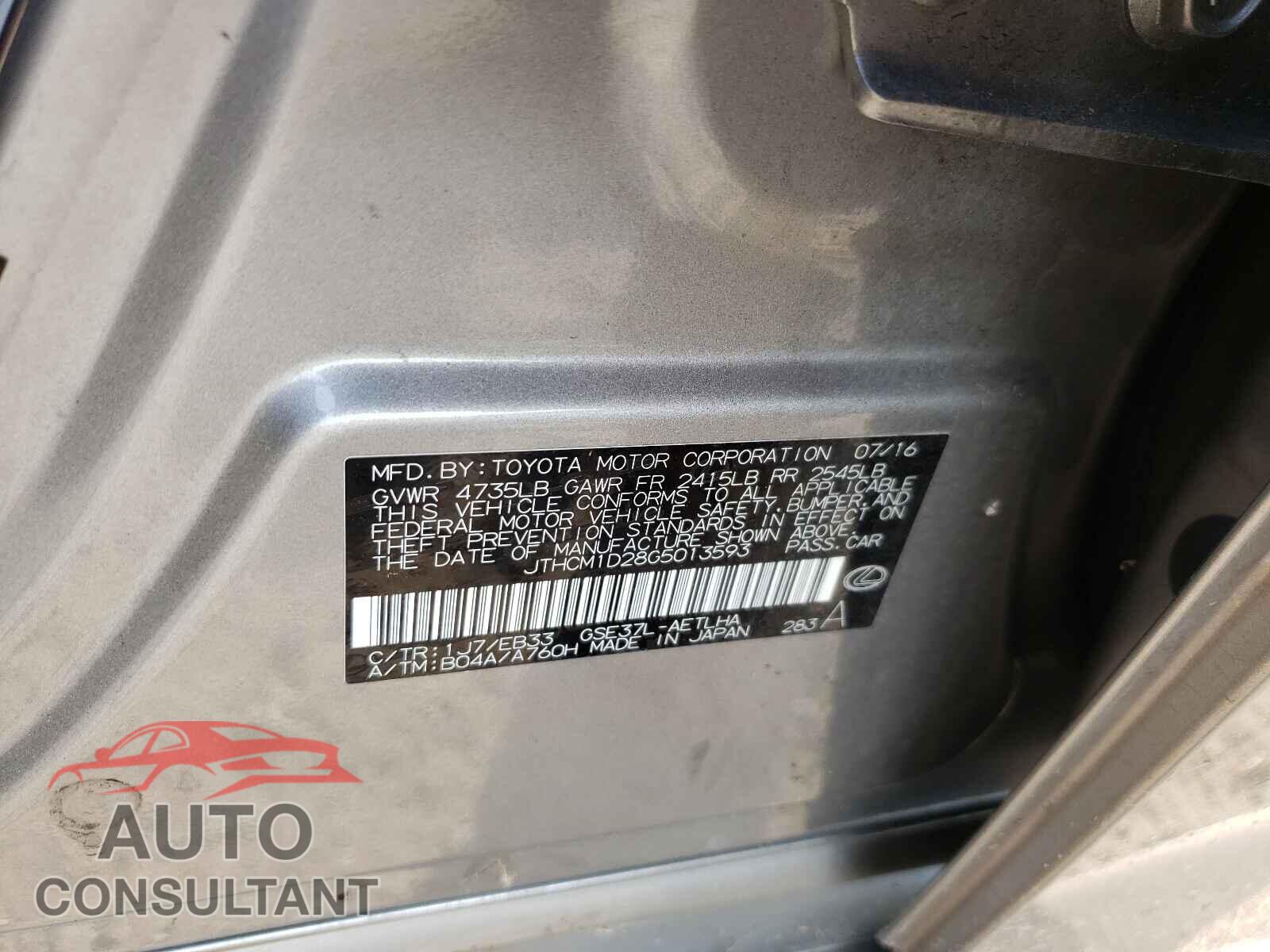 LEXUS IS 2016 - JTHCM1D28G5013593